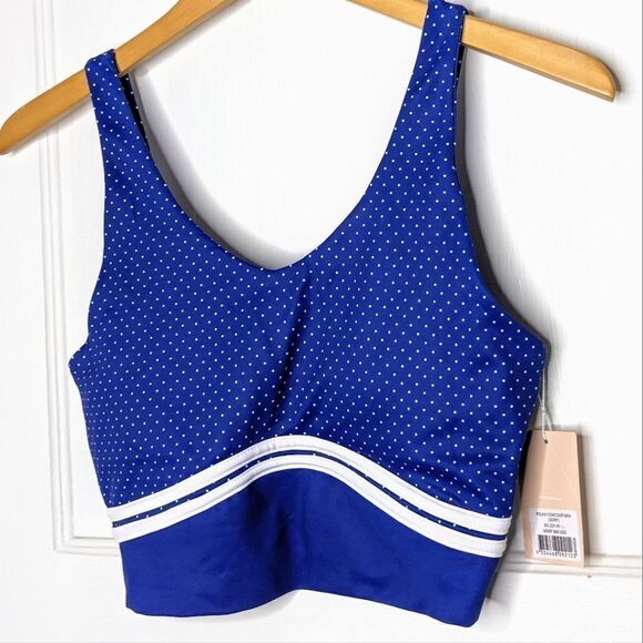 WILO Royal Blue White Polkadot Sports Bra size L - Picture 1 of 11